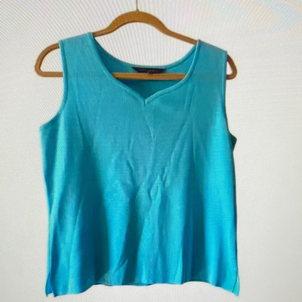 Ming Wang Aqua Sleeveless Tank Top